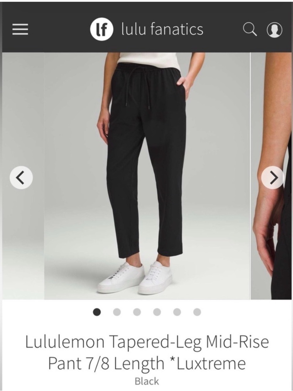 Lululemon Black Tapered 7/8 Drawstring med-rise Pants medium